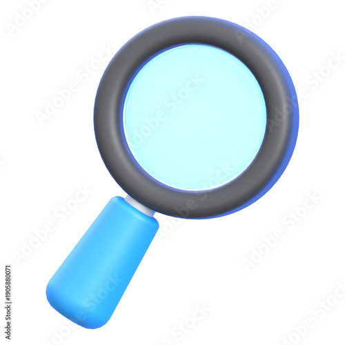 Search concept magnifying glass with ergonomic handle 3D icon
