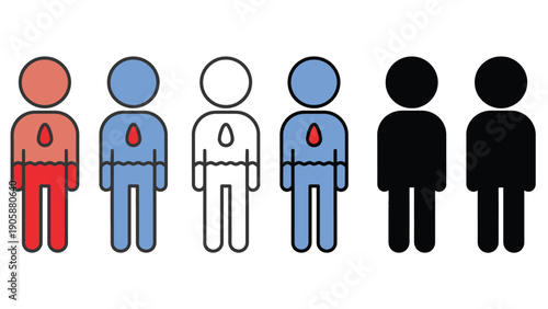 Five stylized figures represent different levels of health or status.