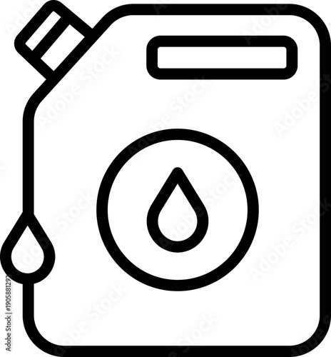 Jerrycan Fuel Container line Icon, Gasoline Jerrycan Symbol, Portable Fuel Jerrycan Illustration
