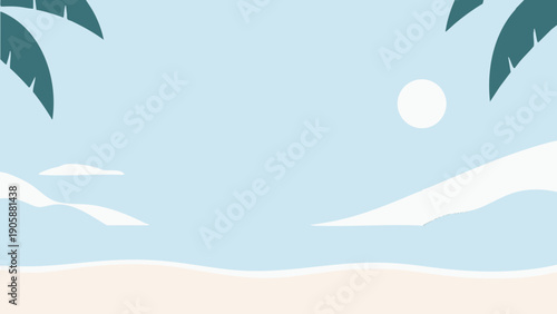 Simple illustration evoking summer vacation. Scandinavian-inspired minimalist concept. Summer break. Concept art. Minimal.