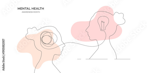 Mental Health Awareness  Abstract Line Art Illustration