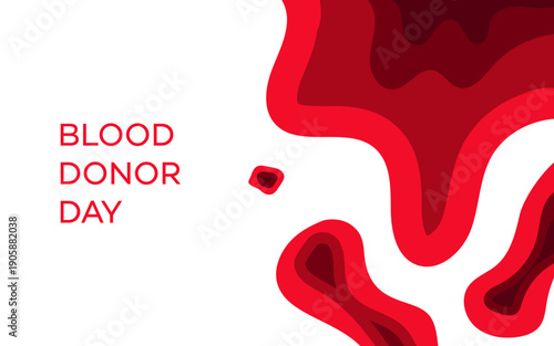 Blood Donor Day  Abstract Red Layered Design Banner