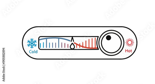Temperature toggle switch with a scale from snowflake to sun. Thermostat with cold to hot adjustment