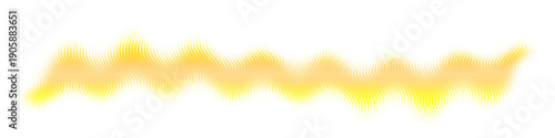 Abstract yellow wave swirl ripple lines blur effect isolated on white background.