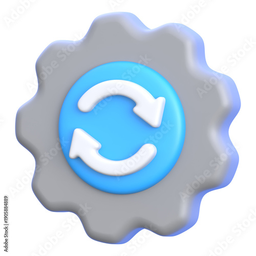 Business process concept gear with update arrows 3D icon