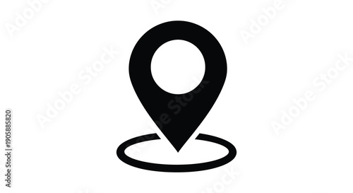 Black location marker icon simple design isolated on white background silhouette