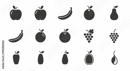 Variety of fresh fruit icons.