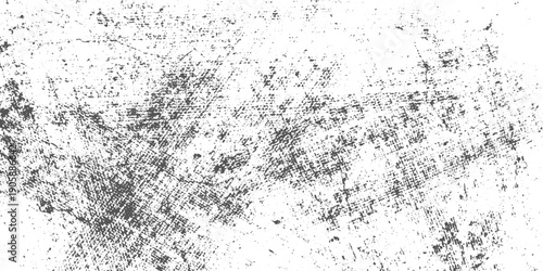 Old Black Grunge Texture Vector with Dust Overlay on White Background, Abstract Rough Wall Surface with Torn, Worn and Weathered Retro Effect.