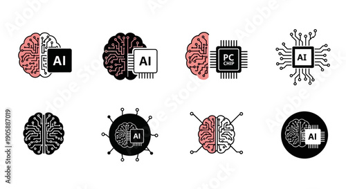 Artificial intelligence concepts brains chips and digital networks illustrated