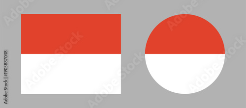 Monaco flag rectangular, round icons set. Monaco circle, rectangle flag banners. National Monaco flag rounded button, badge collection.