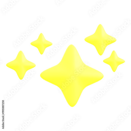 Clear night sky concept shining stars with decorative sparkle 3D icon
