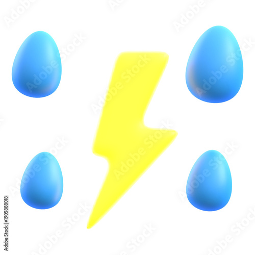 Thunderstorm symbol lightning bolt with raindrops 3D icon