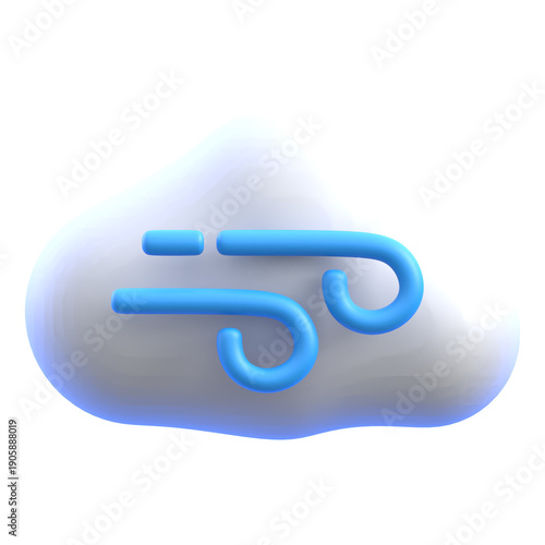 Weather concept blowing wind with cloud 3D icon