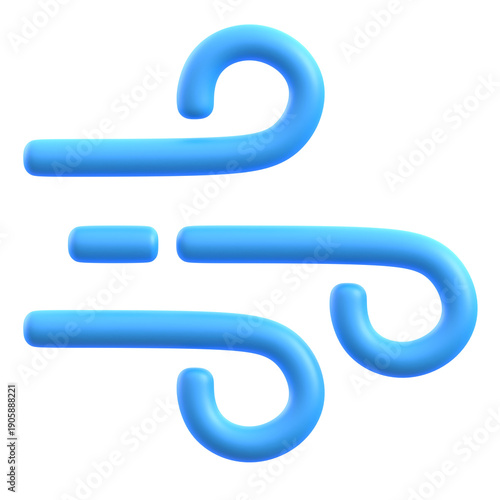 Wind weather concept blowing air with swirl patterns 3D icon