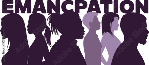 Emancipation Vector Illustration Diverse Women Silhouettes Profiles Different Ethnicities Standing Together for Empowerment Equality Freedom Rights Awareness