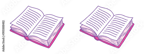 Open book illustration icon set with outlined pages representing education, reading and knowledge concept
