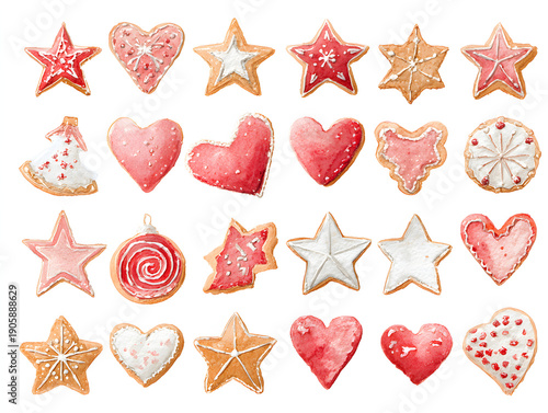 Wallpaper Mural Watercolor Christmas cookies festive set illustration. AI generated Torontodigital.ca