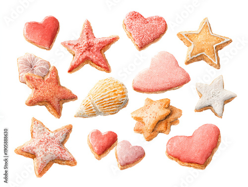 Wallpaper Mural Watercolor Christmas cookies festive set illustration. AI generated Torontodigital.ca