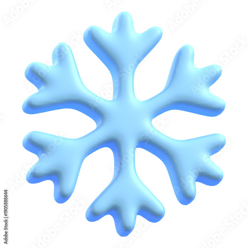Winter weather symbol snowflake crystal with frozen texture 3D icon