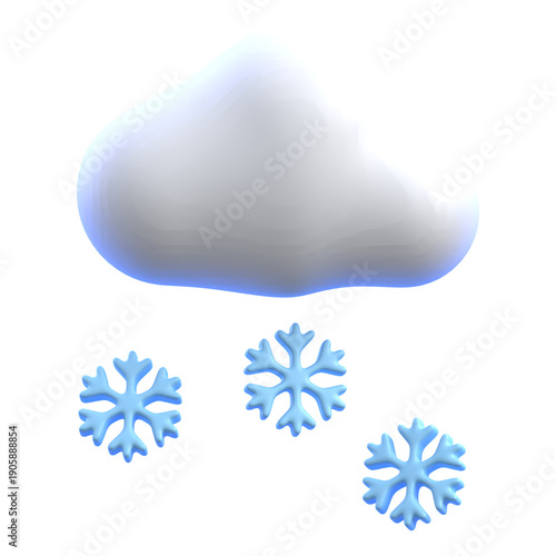 Winter weather symbol snowing cloud with snowflakes 3D icon