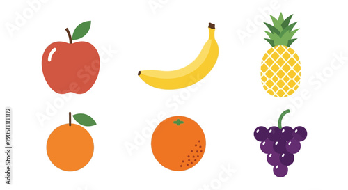 Assorted Fruits Including Apple and Grapes.