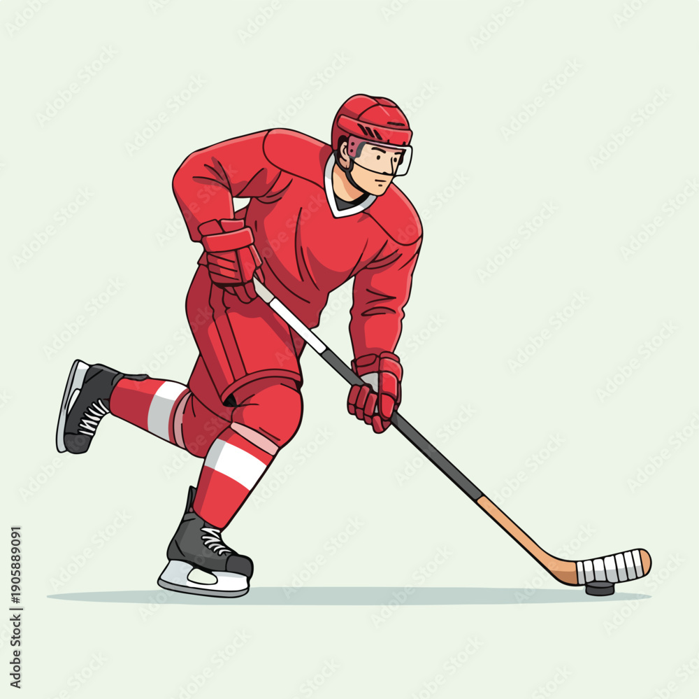 Obraz premium Hockey Player in Action: Modern Flat Illustration 