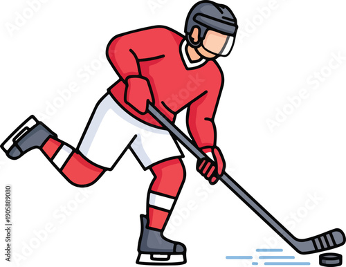 Hockey Player in Action: Modern Flat Illustration
