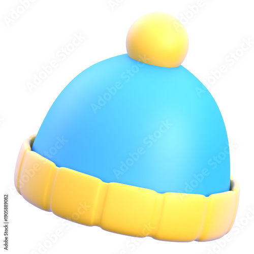 Winter apparel concept beanie with soft pompom 3D icon