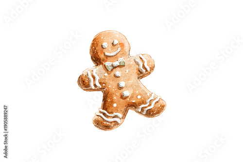 Wallpaper Mural Cute gingerbread man cookie watercolor illustration. AI generated Torontodigital.ca