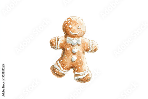 Wallpaper Mural Cute gingerbread man cookie watercolor illustration. AI generated Torontodigital.ca