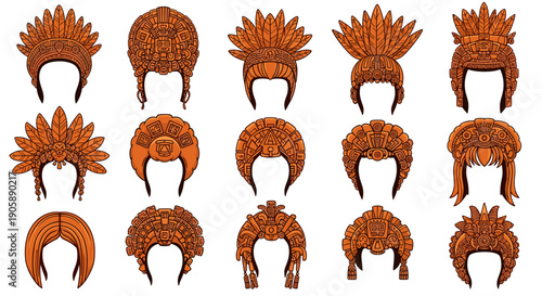 Collection of various hairstyles with different hair textures and styles