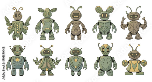 Collection of cute cartoon insect characters with friendly expressions