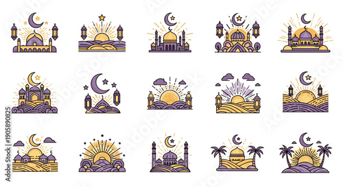 Set of 15 whimsical and colorful illustrations of sleeping cats in various poses