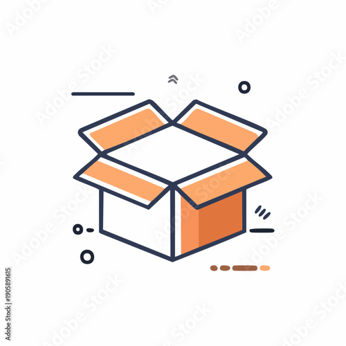 Open cardboard box icon with clean lines and a minimalist design, perfect for shipping and e-commerce