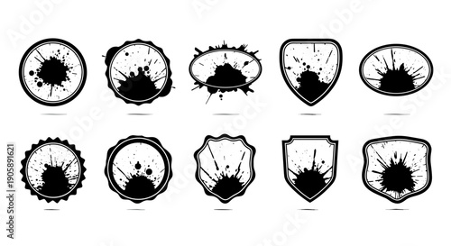 Collection of various bacteria and microorganism illustrations in black and