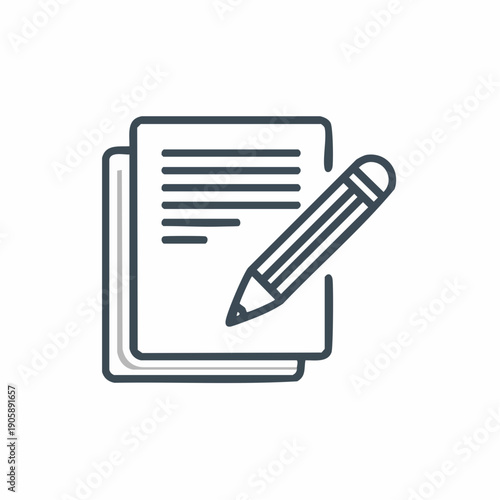 Symbolic representation of writing, notes, and documentation with a pencil and paper, illustrating the concept of creation, education, and planning