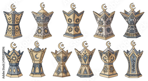 Collection of traditional decorative armor and costume pieces