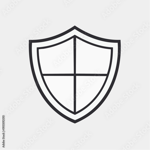 Simple and clean outline drawing of a shield symbol representing security, protection, and defense against harm or danger