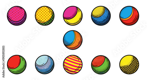 Collection of colorful tennis balls for sports