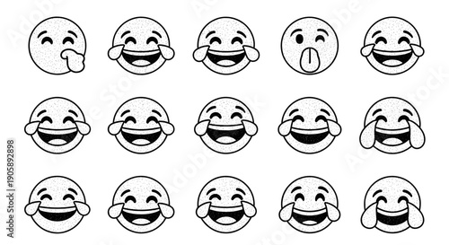 Collection of various laughing and smiling emoticon faces