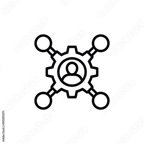 Human resources icon featuring a gear with a person silhouette