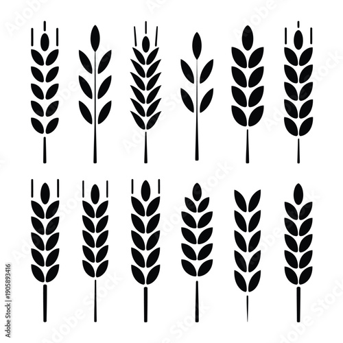 Black silhouettes of wheat stalks arranged in a symmetrical grid pattern
