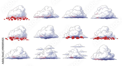 Collection of various weather clouds with different shapes and sizes