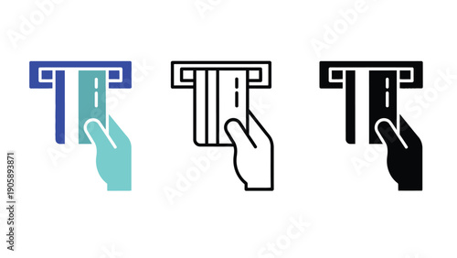 Pi symbol icon set with hand holding mathematical sign illustrations
