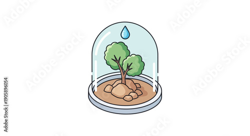 Small green tree in a cloche.