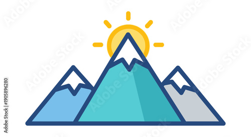 Three Mountains with Snow and Sun.