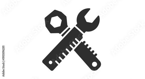 Tools crossed wrench and ruler.
