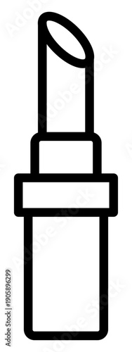 Clean, minimalist lipstick line icon. Ideal for beauty branding, cosmetic design projects, and salon logos. This modern vector graphic symbolizes glamour, fashion, and selfcare routines.