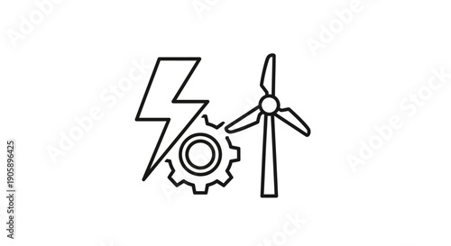 Wind turbine with gear and lightning.