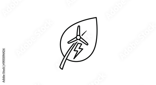 Wind turbine leaf electricity generation symbol.